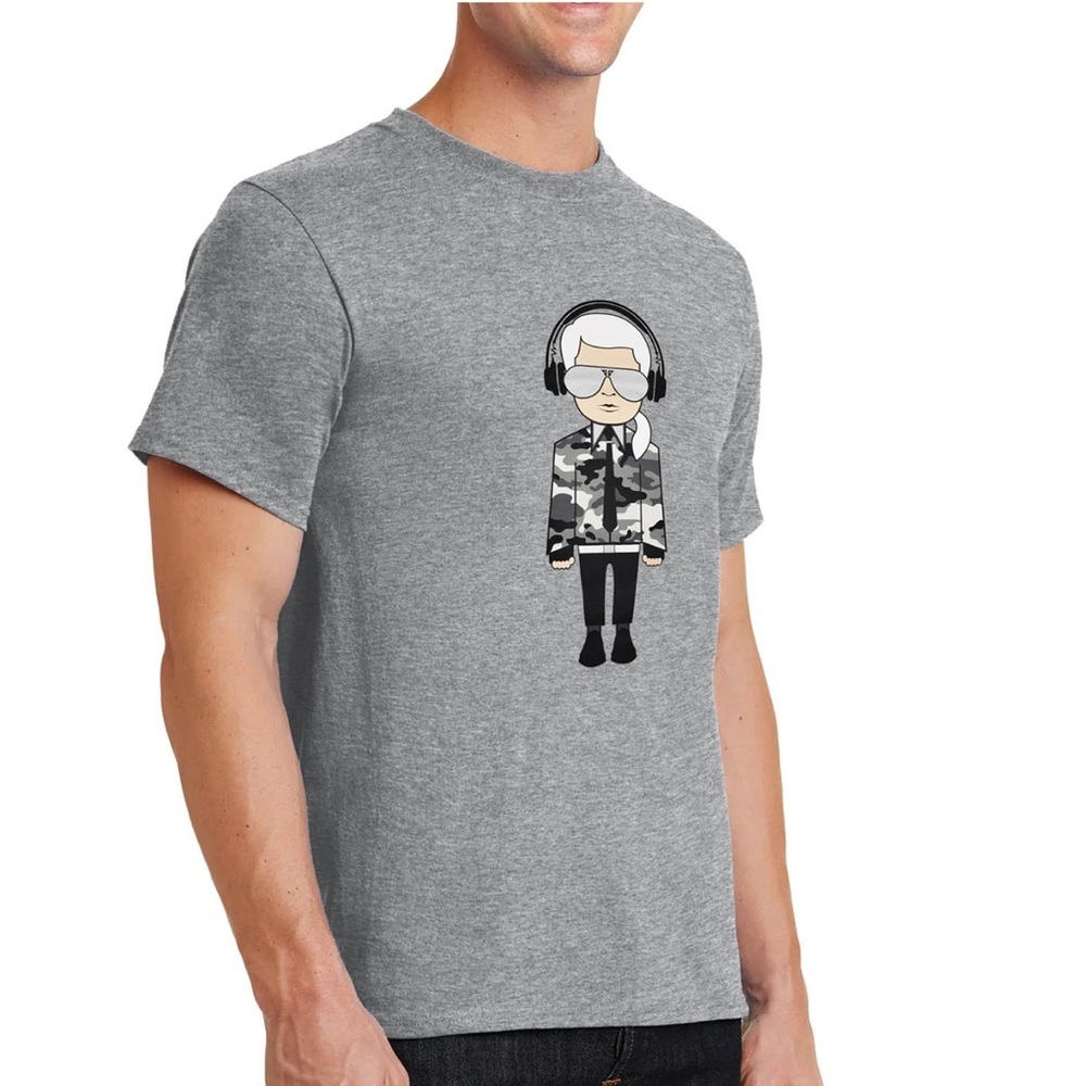 Karl Lagerfeld Men's Heather Gray Graphic Tee